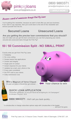 Email Newsletter for Cardiff Based Pink Pink